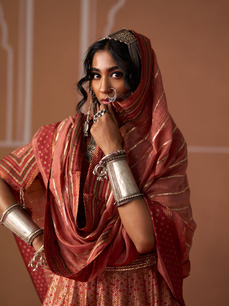 Suhana Dupatta chanderi dupatta by SWATTI KAPOOR in peach for women Worldwide