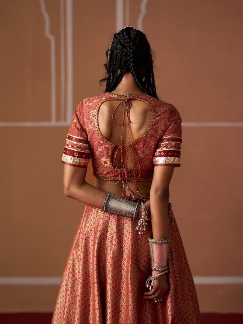 Ashna Blouse silk blouse by SWATTI KAPOOR in peach for women Worldwide