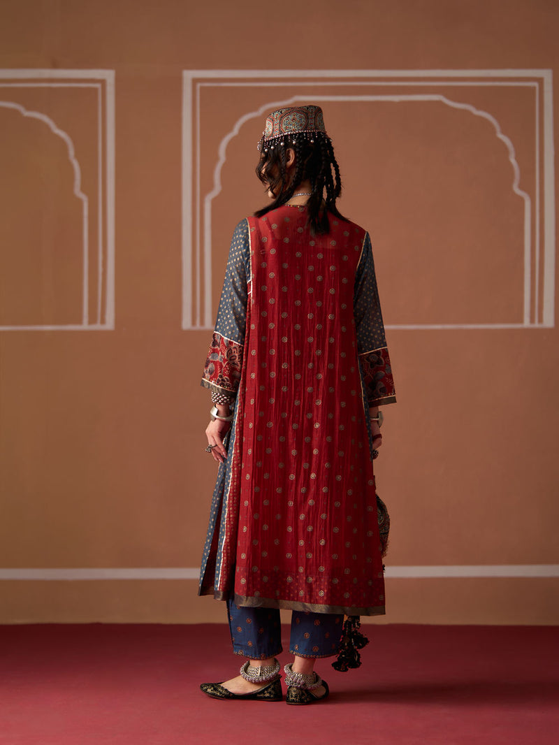 Arohi Kurti chanderi kurta/kurta set by SWATTI KAPOOR in rust, blue for women Worldwide