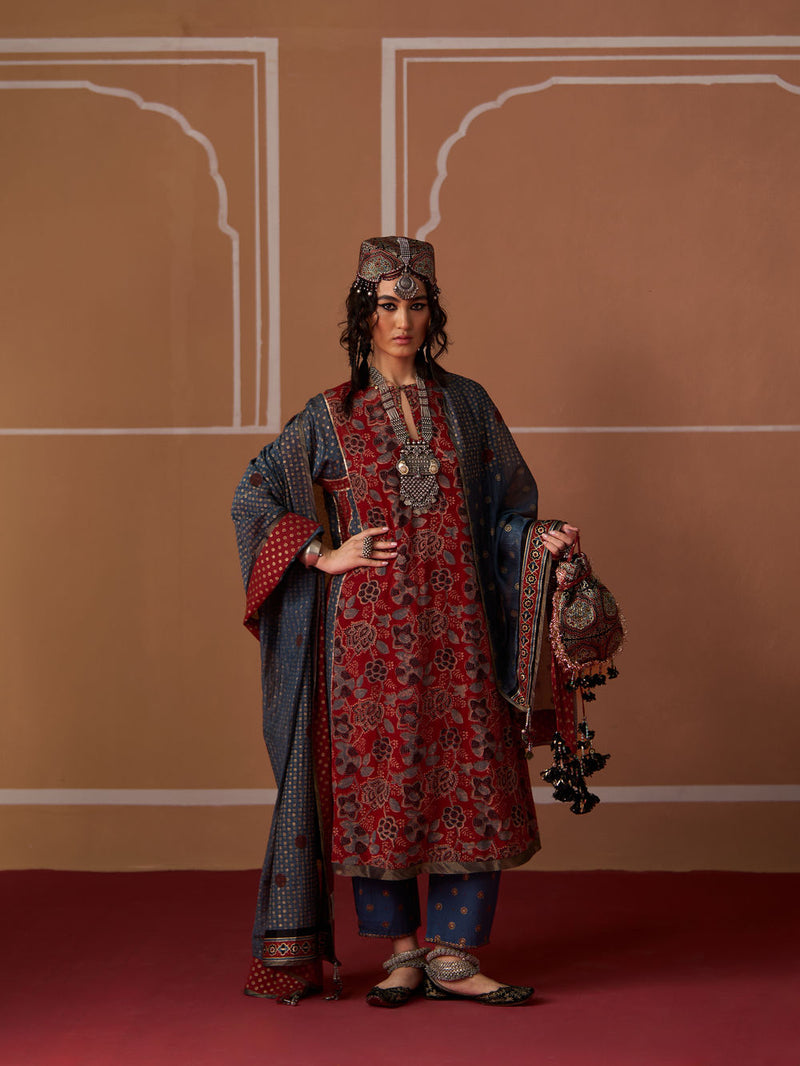 Ridhi Pant cotton pyjama/salwar by SWATTI KAPOOR in blue for women Worldwide