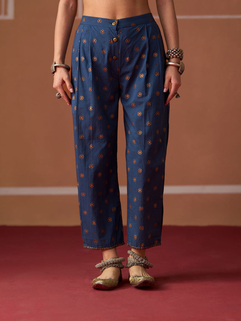 Ridhi Pant cotton pyjama/salwar by SWATTI KAPOOR in blue for women Worldwide