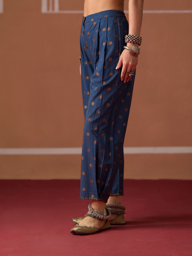 Ridhi Pant cotton pyjama/salwar by SWATTI KAPOOR in blue for women Worldwide