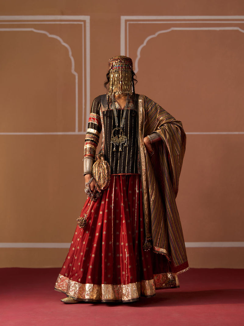 Niviya Dupatta chanderi dupatta by SWATTI KAPOOR in multi-color stripe for women Worldwide