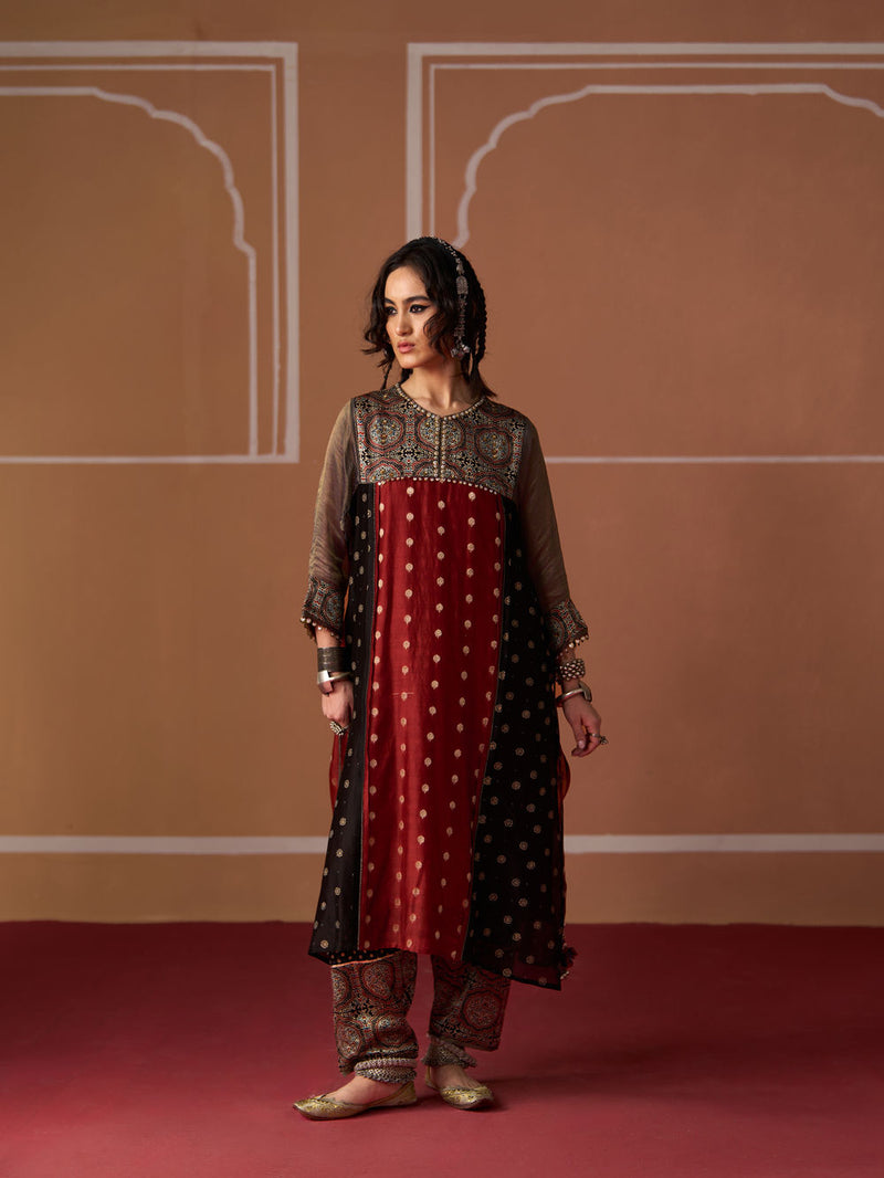 Aditi Kurta chanderi indo-western by SWATTI KAPOOR in multi-color for women Worldwide