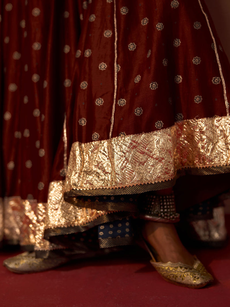Kesar Skirt chanderi indo-western by SWATTI KAPOOR in rust for women Worldwide