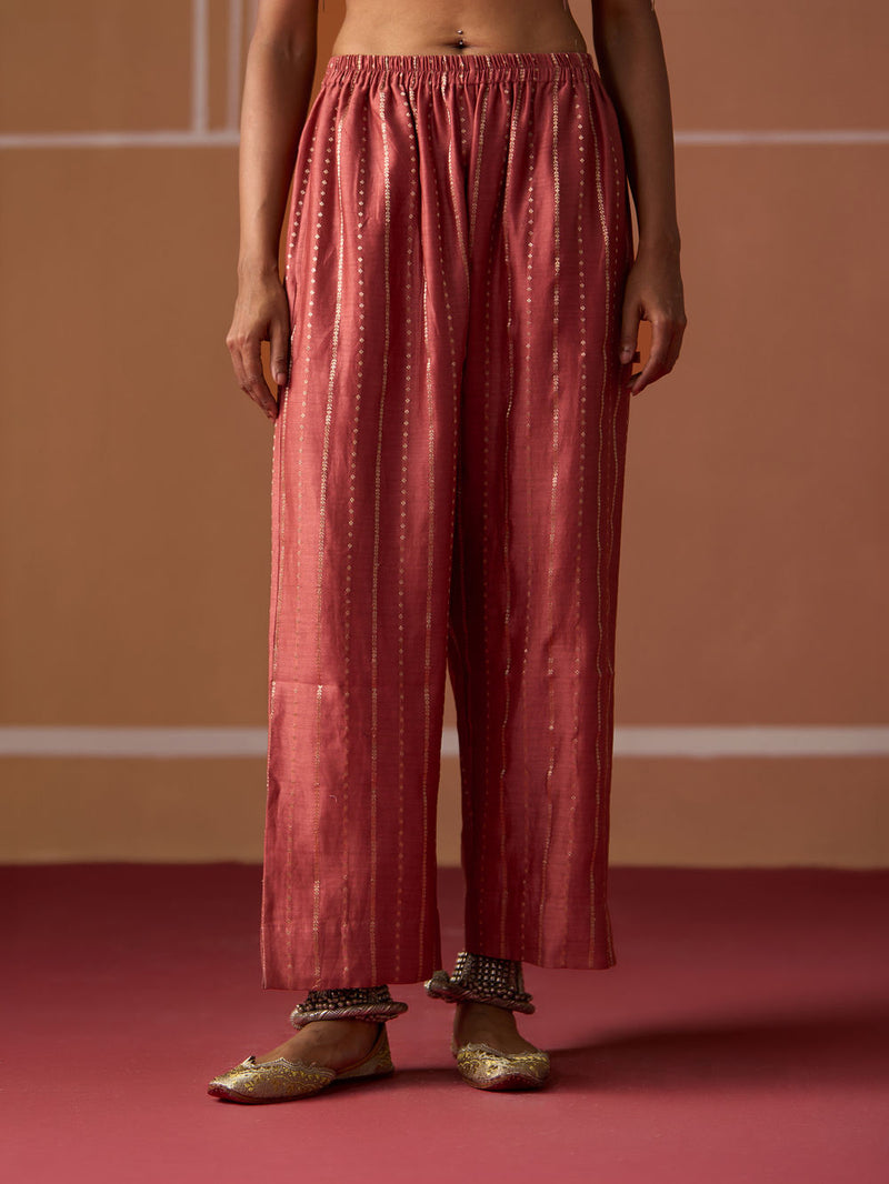 Malaika Pant chanderi pyjama/salwar by SWATTI KAPOOR in peach for women Worldwide