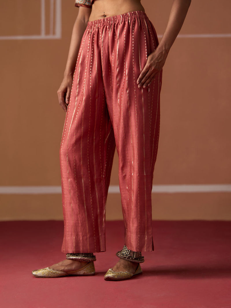 Malaika Pant chanderi pyjama/salwar by SWATTI KAPOOR in peach for women Worldwide