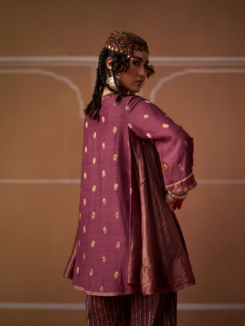 Oorja Kurta chanderi kurta/kurta set by SWATTI KAPOOR in plum for women Worldwide
