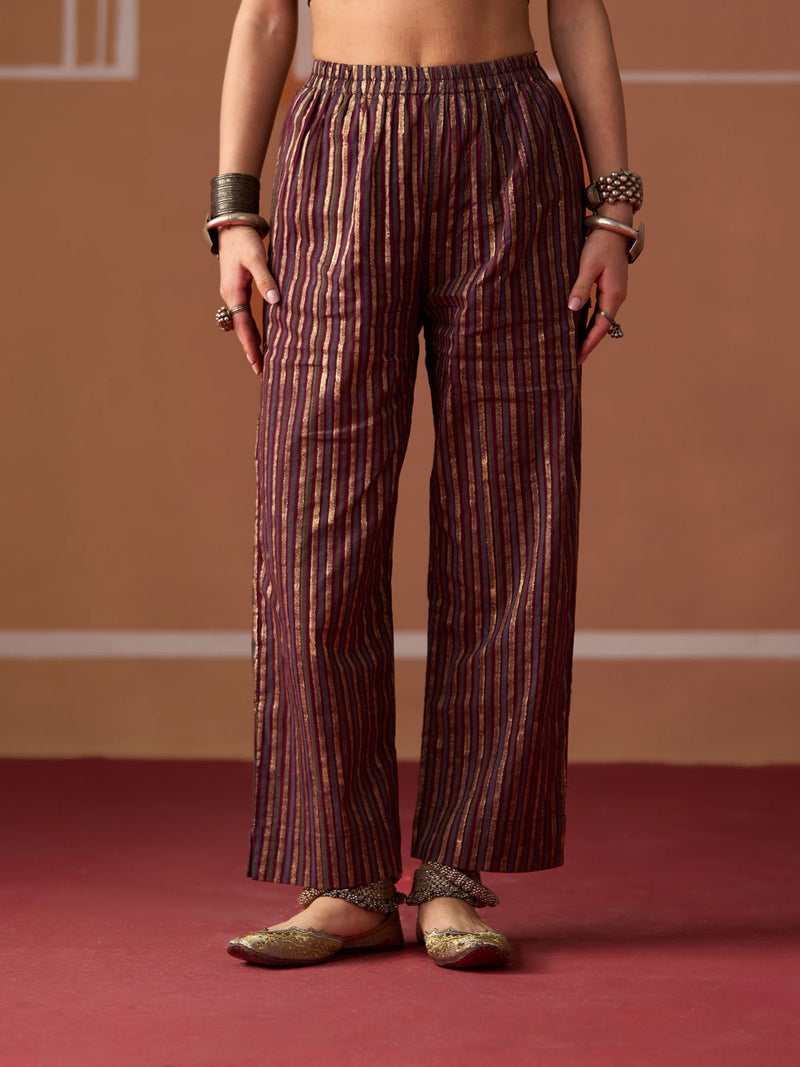 Vyom Pant cotton pyjama/salwar by SWATTI KAPOOR in plum for women Worldwide