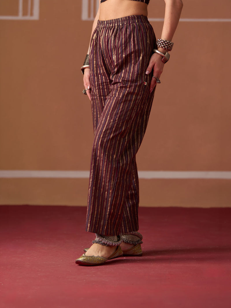 Vyom Pant cotton pyjama/salwar by SWATTI KAPOOR in plum for women Worldwide