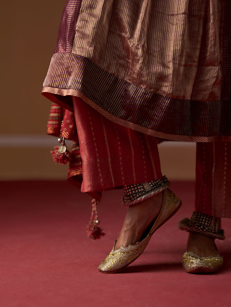 Malaika Pant chanderi pyjama/salwar by SWATTI KAPOOR in peach for women Worldwide