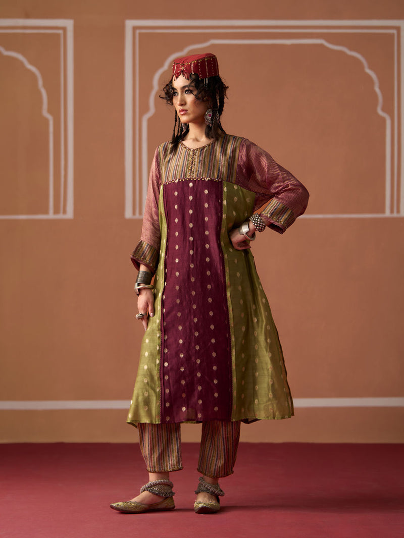 Raina Kurta chanderi indo-western by SWATTI KAPOOR in multi-color for women Worldwide