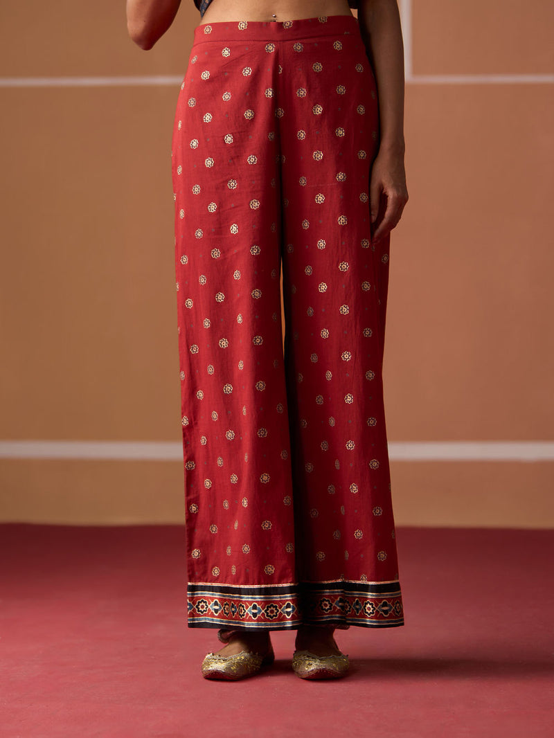 Karuna Pant cotton pyjama/salwar by SWATTI KAPOOR in rust for women Worldwide