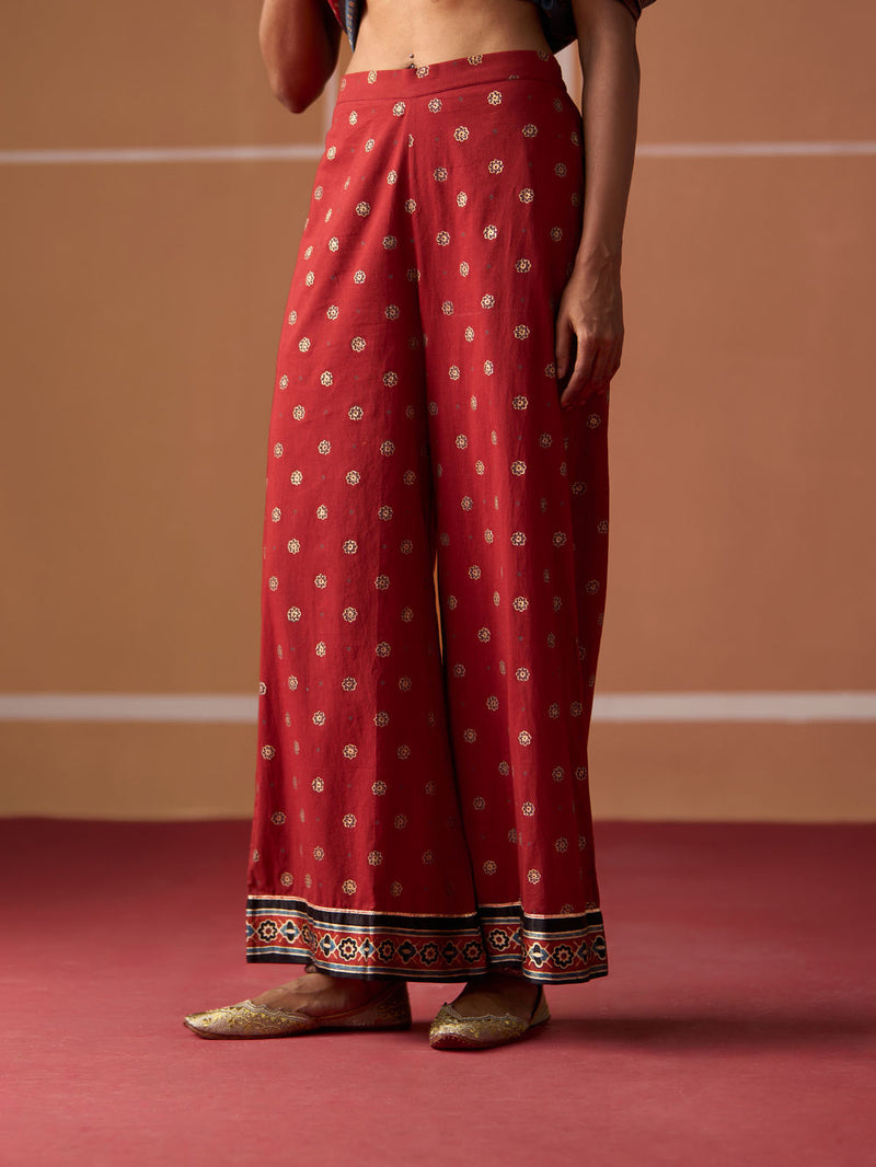 Karuna Pant cotton pyjama/salwar by SWATTI KAPOOR in rust for women Worldwide