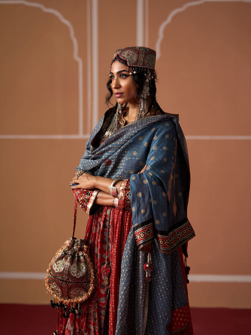 Tejas Dupatta chanderi dupatta by SWATTI KAPOOR in blue for women Worldwide