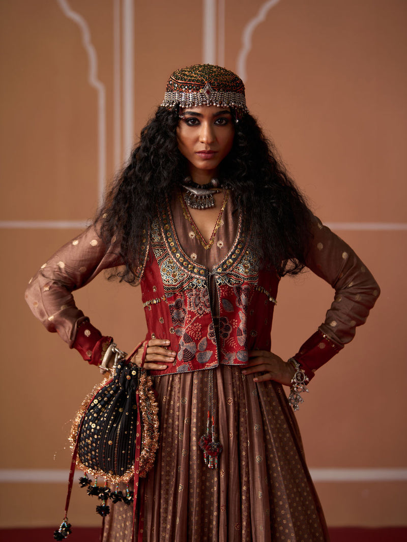 Nakul Gilet chanderi indo-western by SWATTI KAPOOR in multi-color for women Worldwide