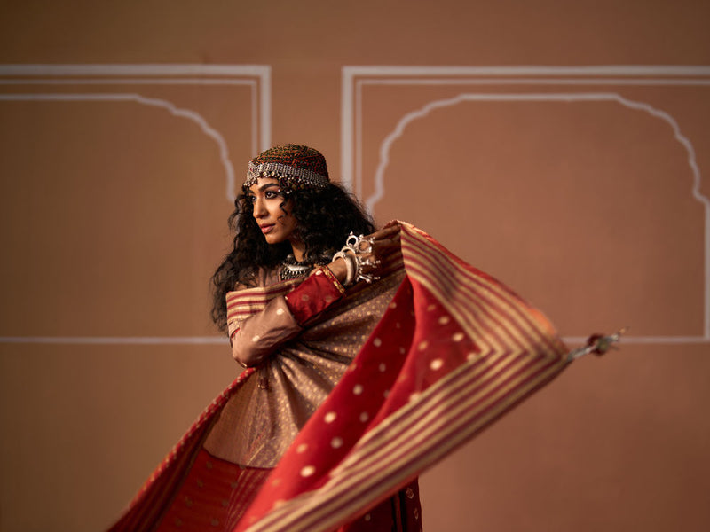 Garima Dupatta chanderi dupatta by SWATTI KAPOOR in grey, rust for women Worldwide