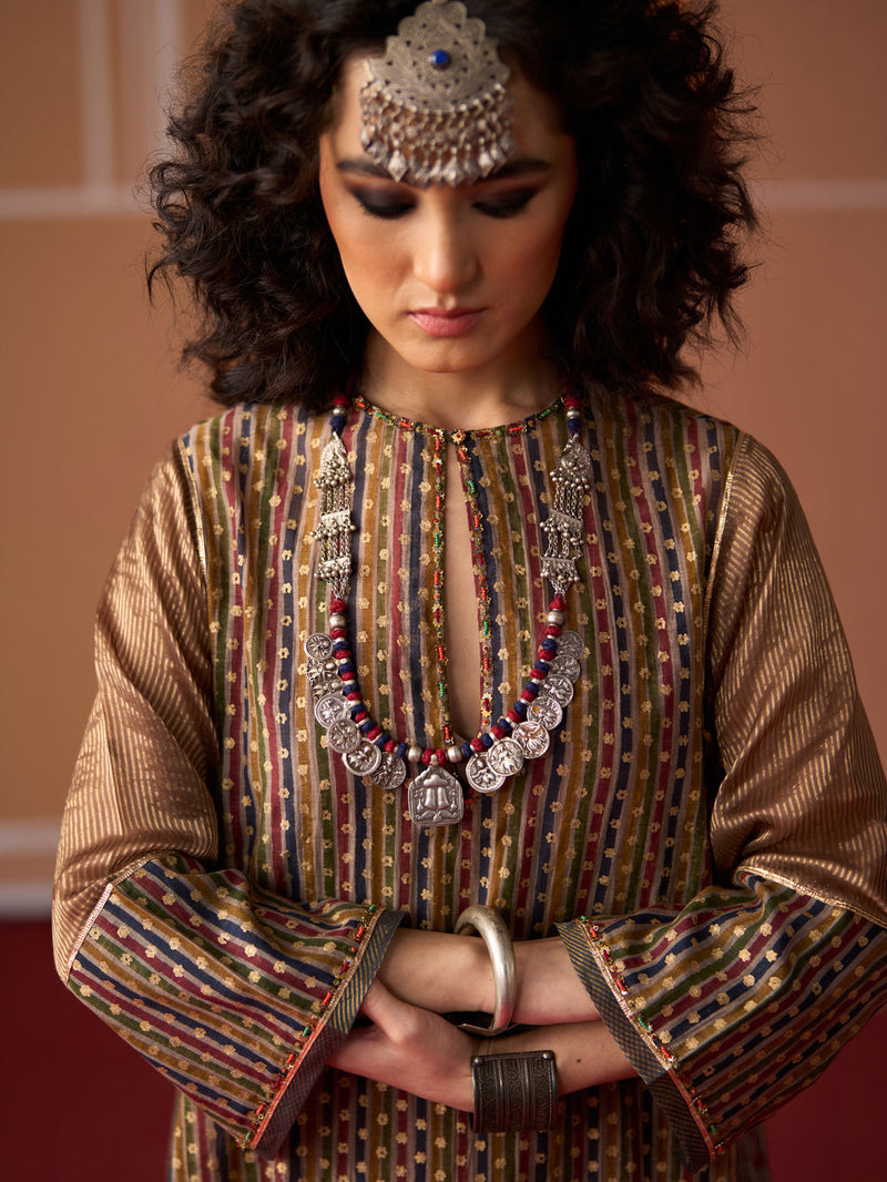 Kamya Kurta chanderi kurta/kurta set by SWATTI KAPOOR in multi-color for women Worldwide