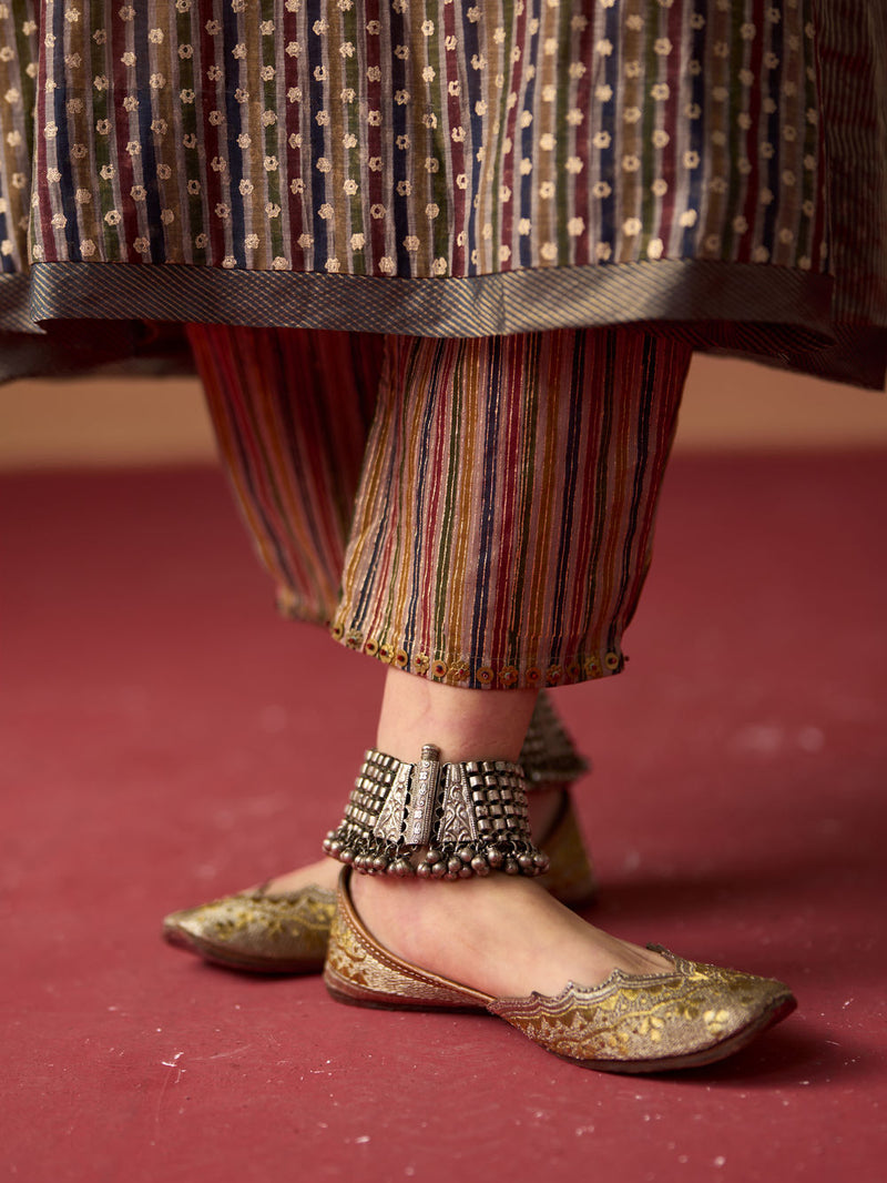 Hameeda Pant cotton pyjama/salwar by SWATTI KAPOOR in multi-color stripe for women Worldwide