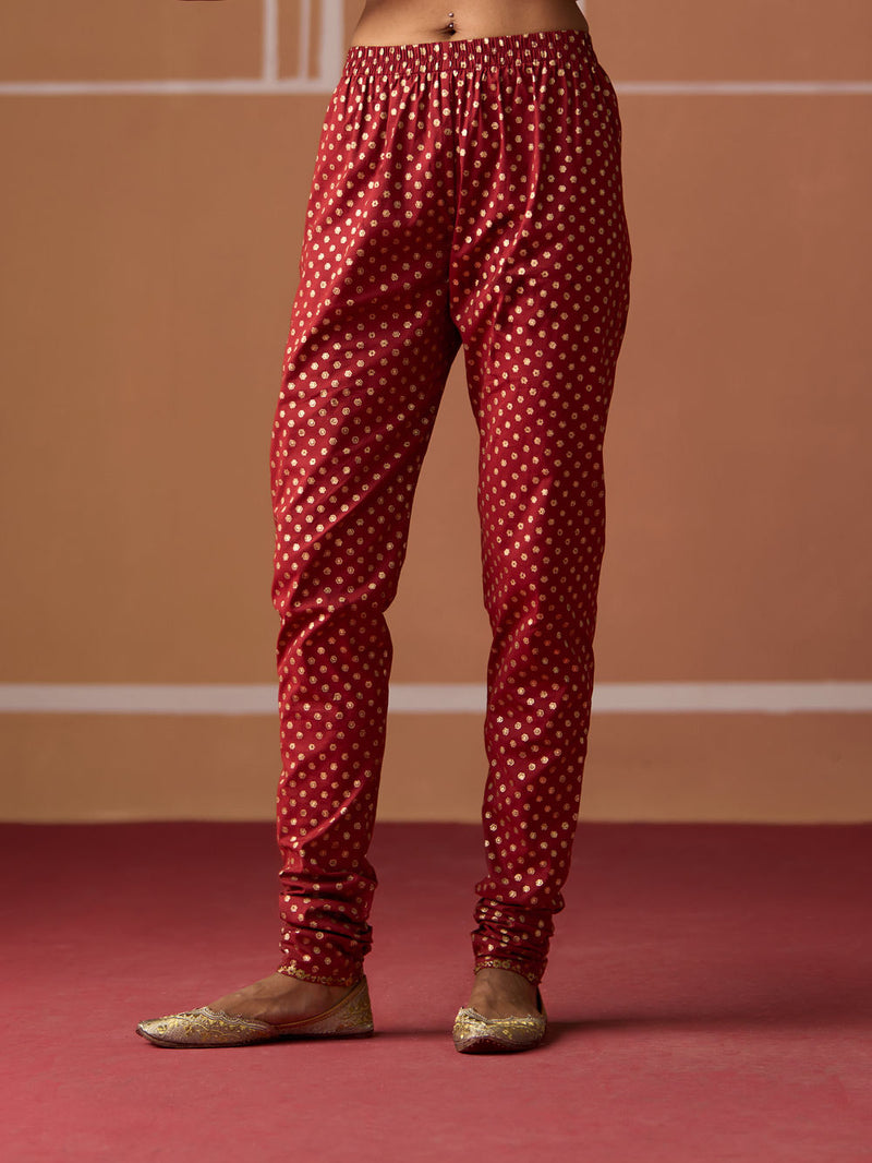 Tania Churidar cotton pyjama/salwar by SWATTI KAPOOR in rust for women Worldwide