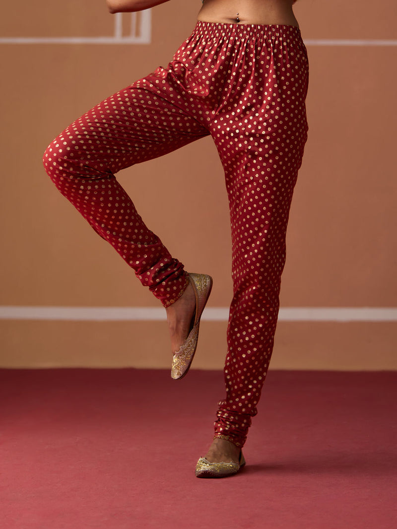 Tania Churidar cotton pyjama/salwar by SWATTI KAPOOR in rust for women Worldwide