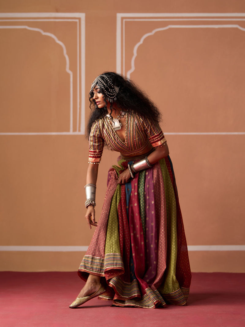 Kashi Skirt chanderi indo-western by SWATTI KAPOOR in multi-color for women Worldwide
