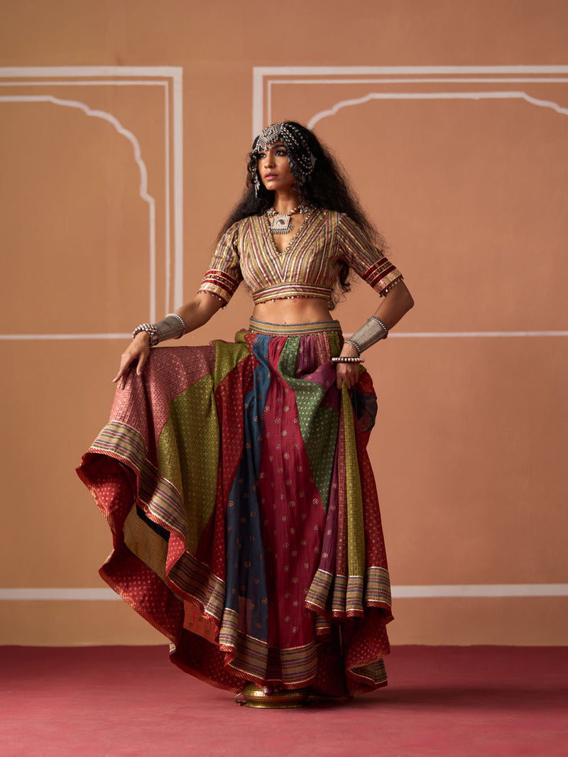 Kashi Skirt chanderi indo-western by SWATTI KAPOOR in multi-color for women Worldwide