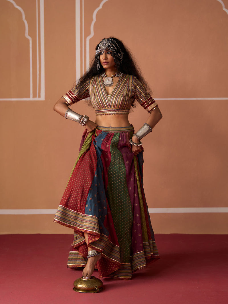 Kashi Skirt chanderi indo-western by SWATTI KAPOOR in multi-color for women Worldwide