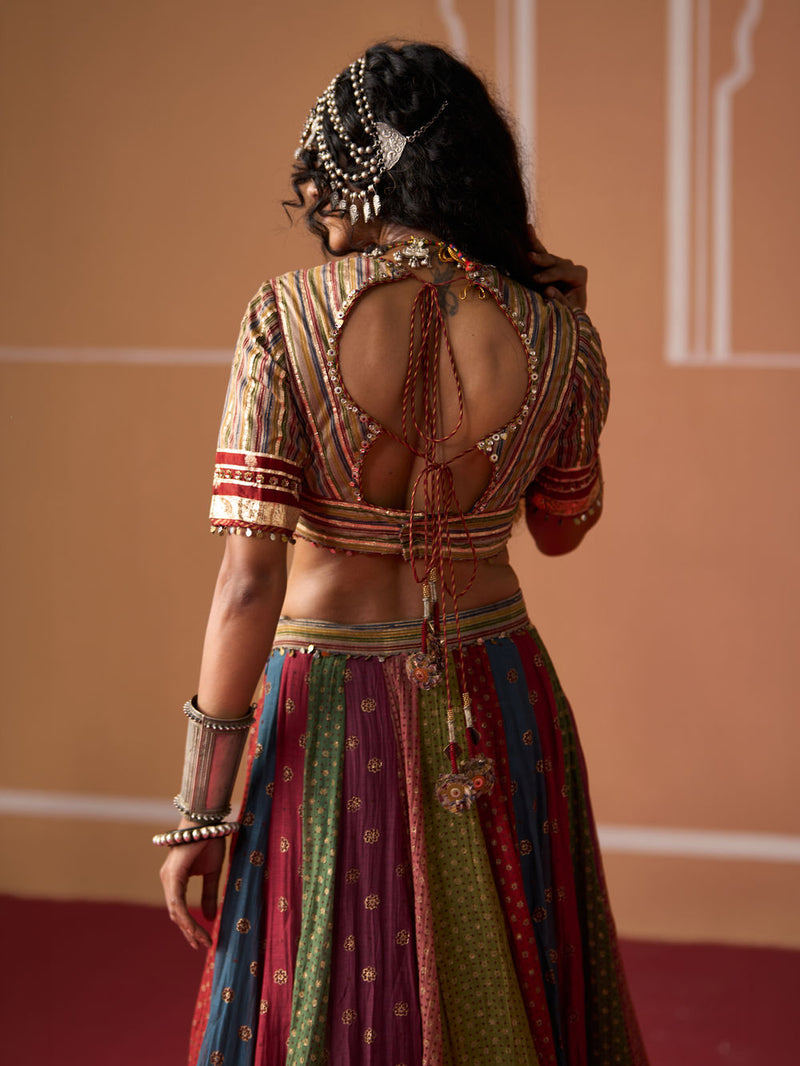 Rumi Blouse chanderi blouse by SWATTI KAPOOR in multi-color stripe for women Worldwide