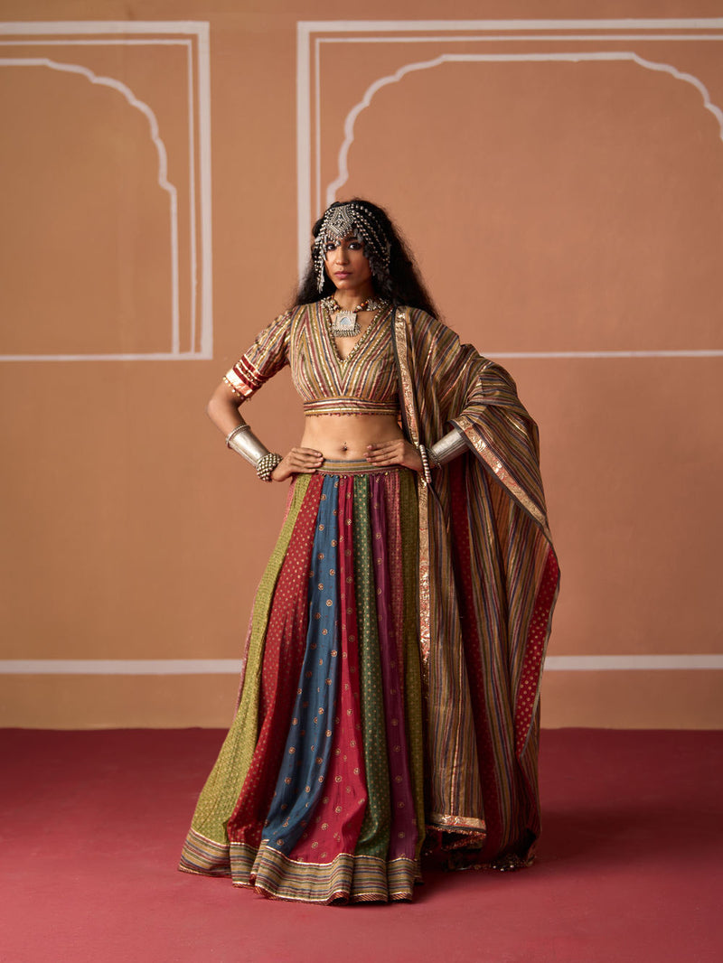 Niviya Dupatta chanderi dupatta by SWATTI KAPOOR in multi-color stripe for women Worldwide