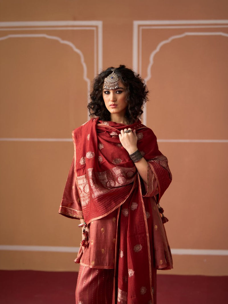 Yash Dupatta banarasi dupatta by SWATTI KAPOOR in rust for women Worldwide