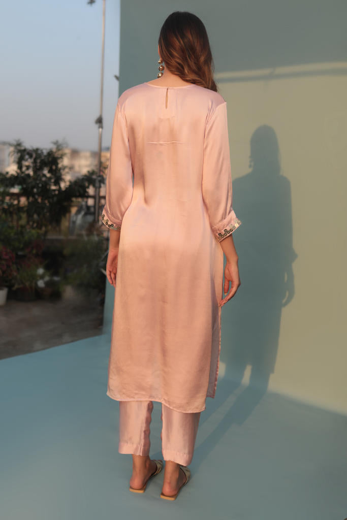Saba Pink Kurta Set with Pant-SKCCLST -2 satin by PRAHNAAYA in pink color for women Worldwide
