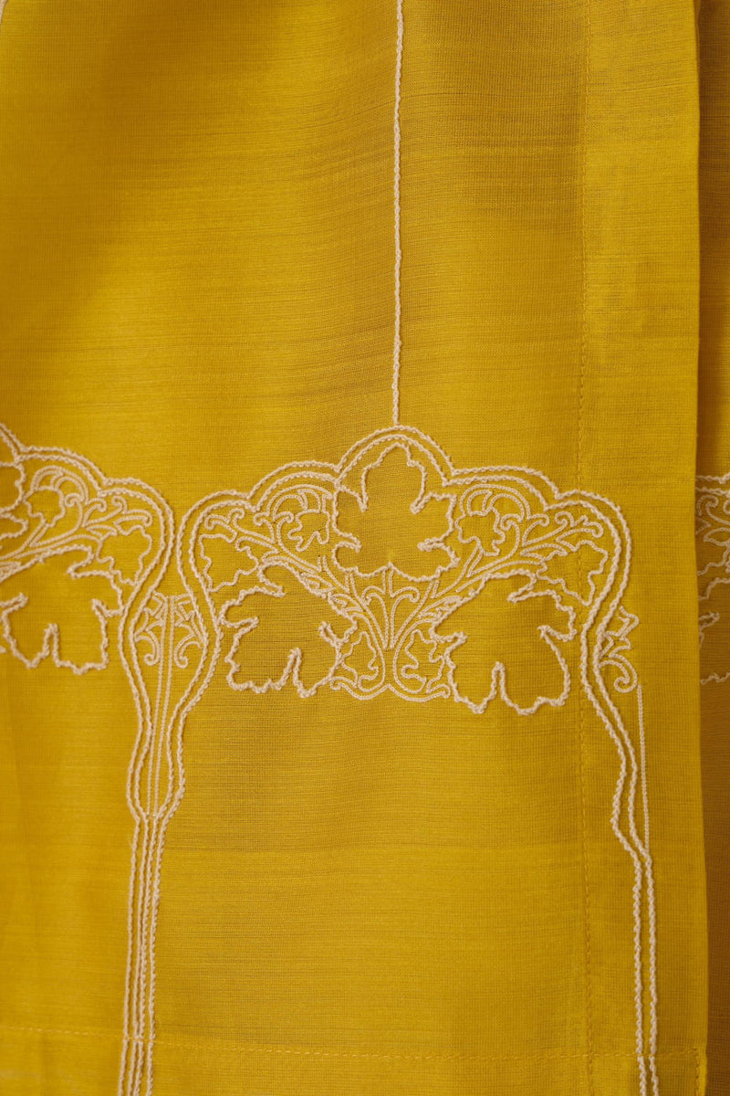Sabeen Handwoven Embroidered Top chanderi by The Summer House in yellow color for women Worldwide