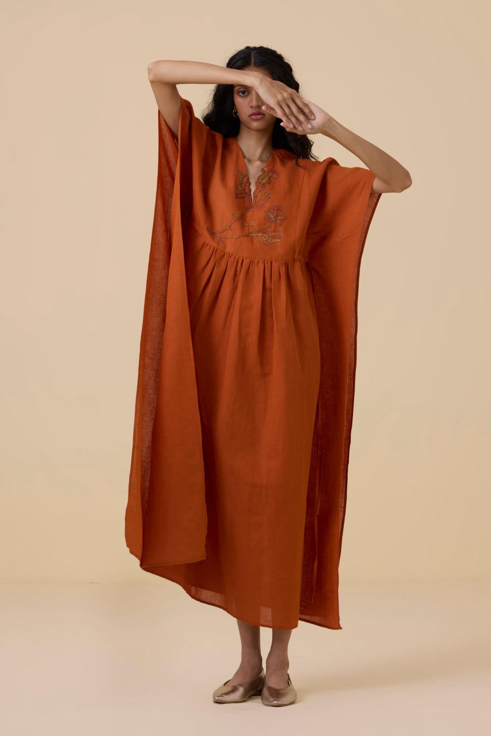 Safa Orange Kaftan Dress