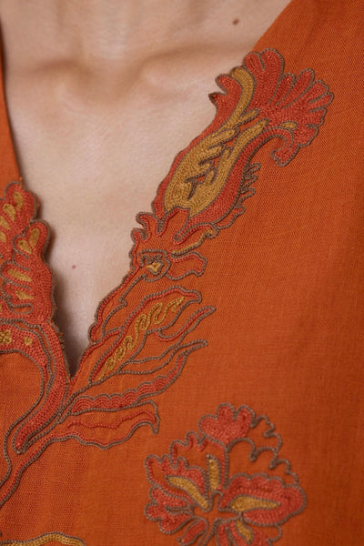 Safa Orange Kaftan Dress