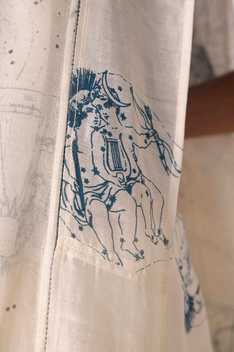 Saiph Zodiac Print Handwoven Saree chanderi by The Summer House in white color for women Worldwide