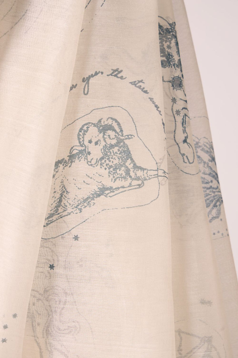 Saiph Zodiac Print Handwoven Saree chanderi by The Summer House in white color for women Worldwide