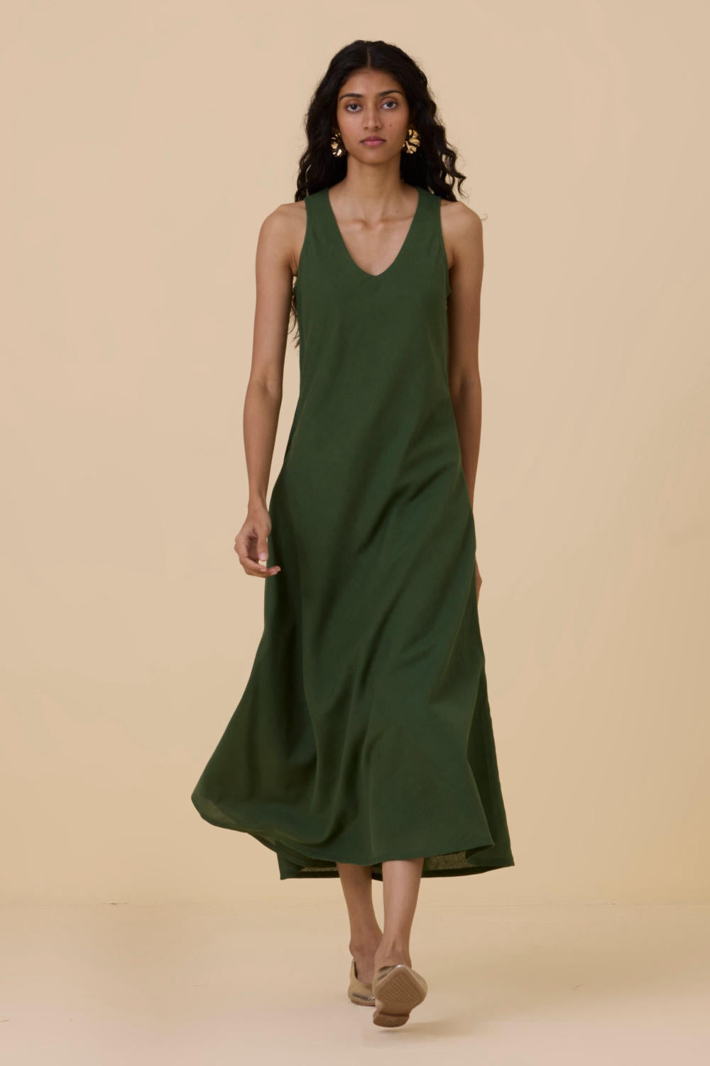 Saira Green Sleeveless Maxi Dress