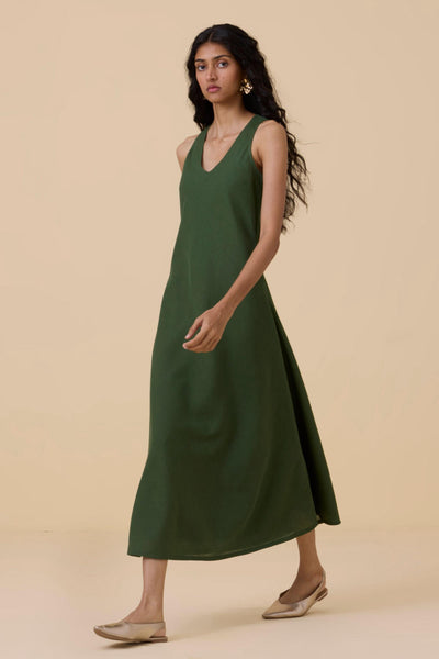 Saira Green Sleeveless Maxi Dress