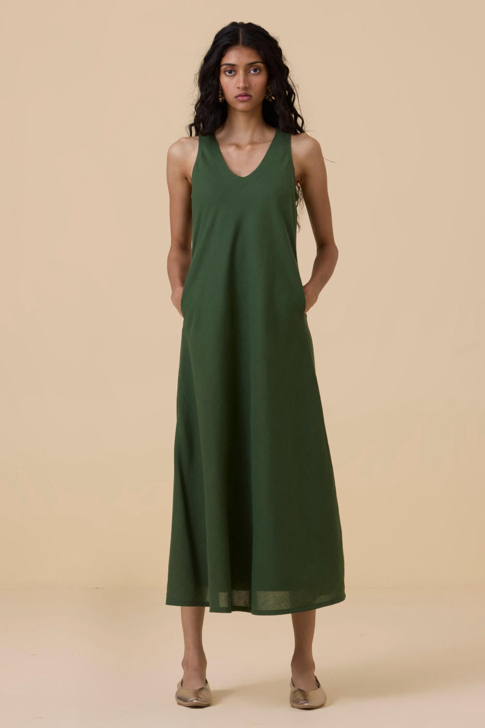 Saira Green Sleeveless Maxi Dress