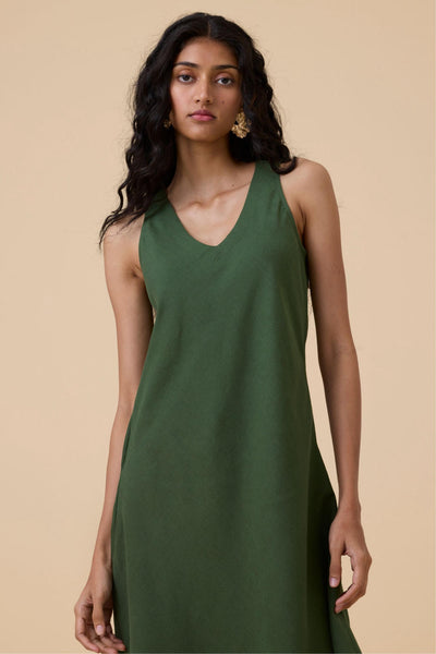 Saira Green Sleeveless Maxi Dress