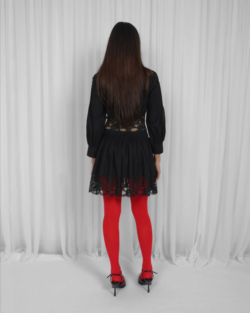 Salem Mini Dress-Black 100% cotton by Leh Studios in black color for women Worldwide