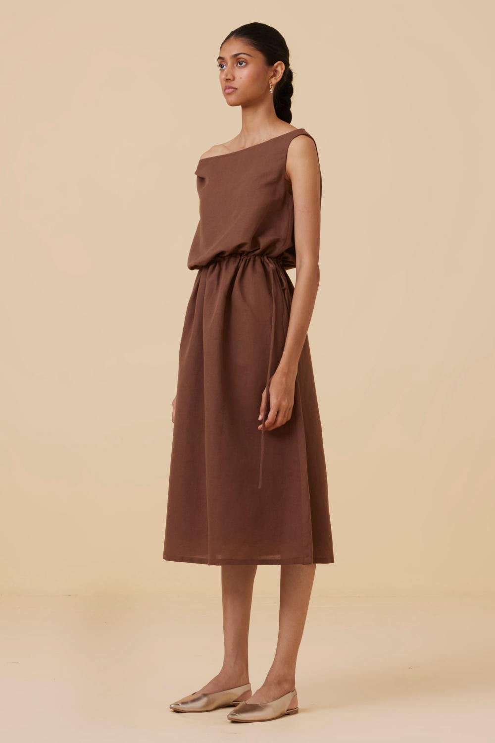 Salma Brown Midi Dress