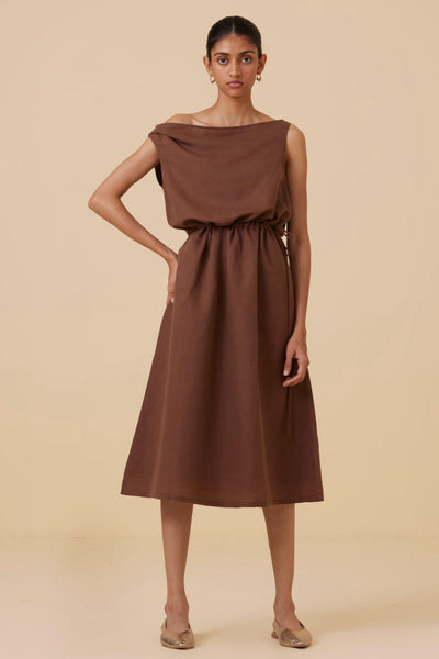 Salma Brown Midi Dress