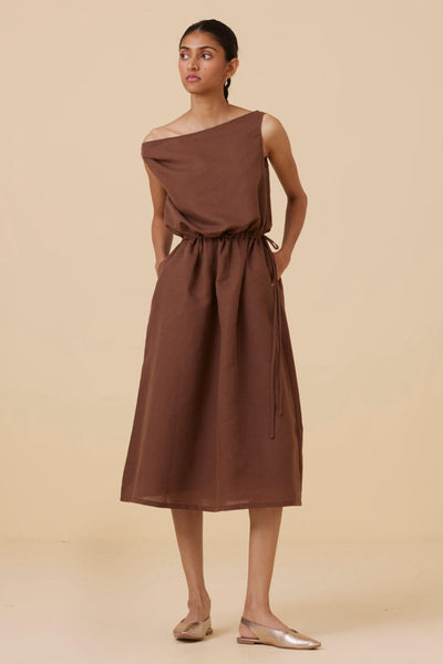 Salma Brown Midi Dress