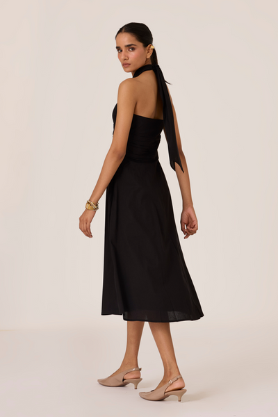 Samaria Black Halter Dress