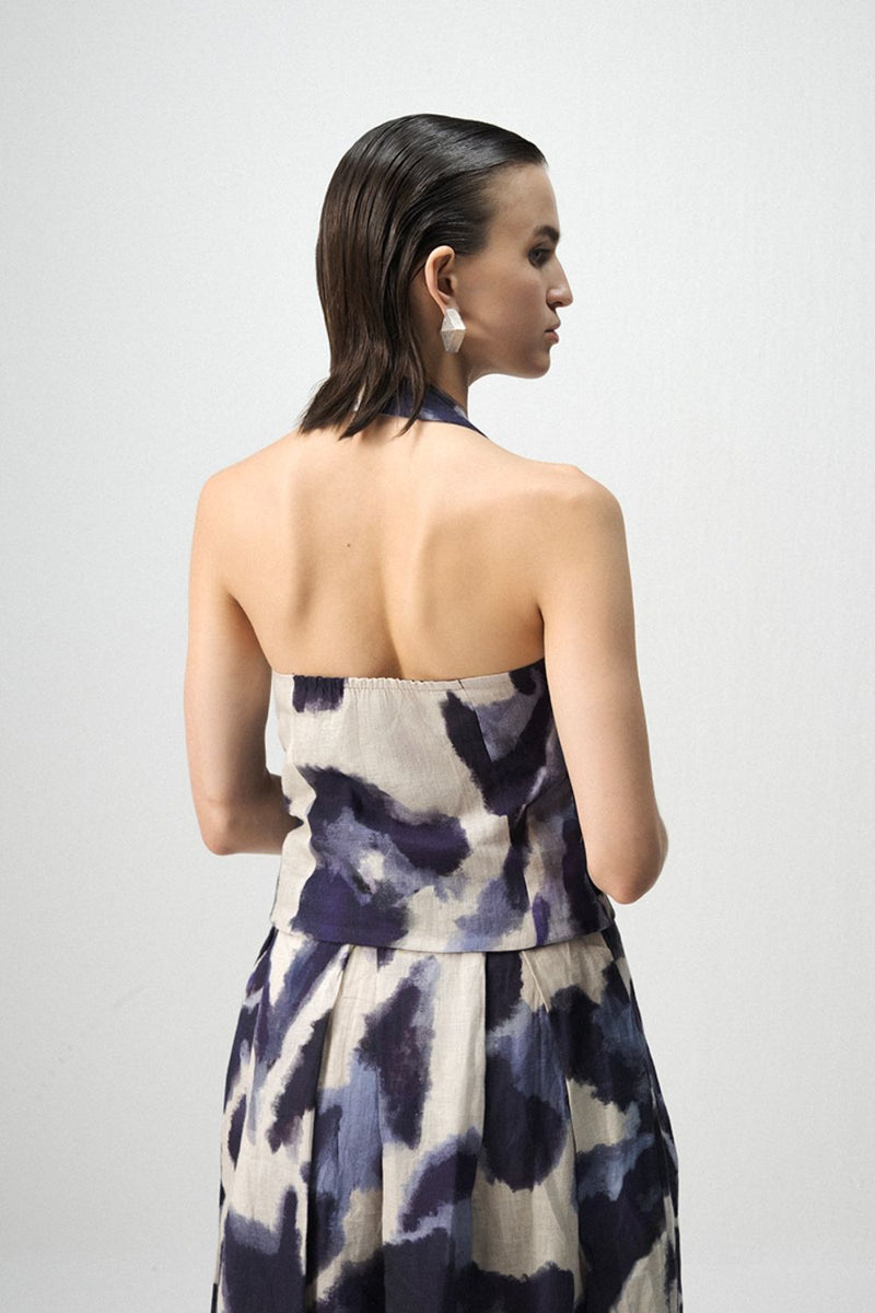 SAMBURU HALTERNECK WAITCOAT & SKIRT SET by Yam in blue color for women Worldwide