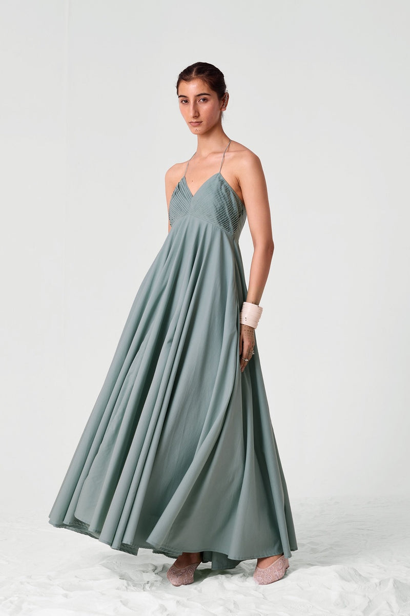 Samir Pleated Halter Neck Dress