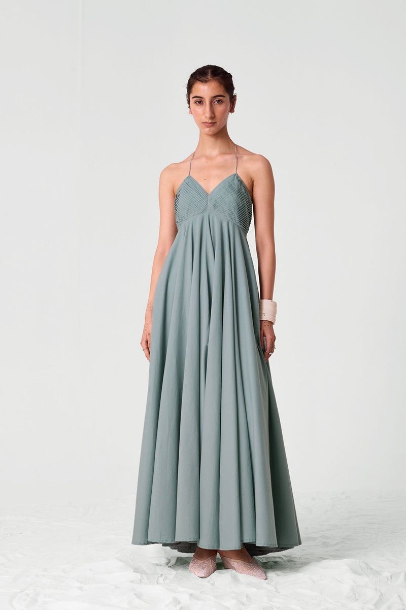 Samir Pleated Halter Neck Dress