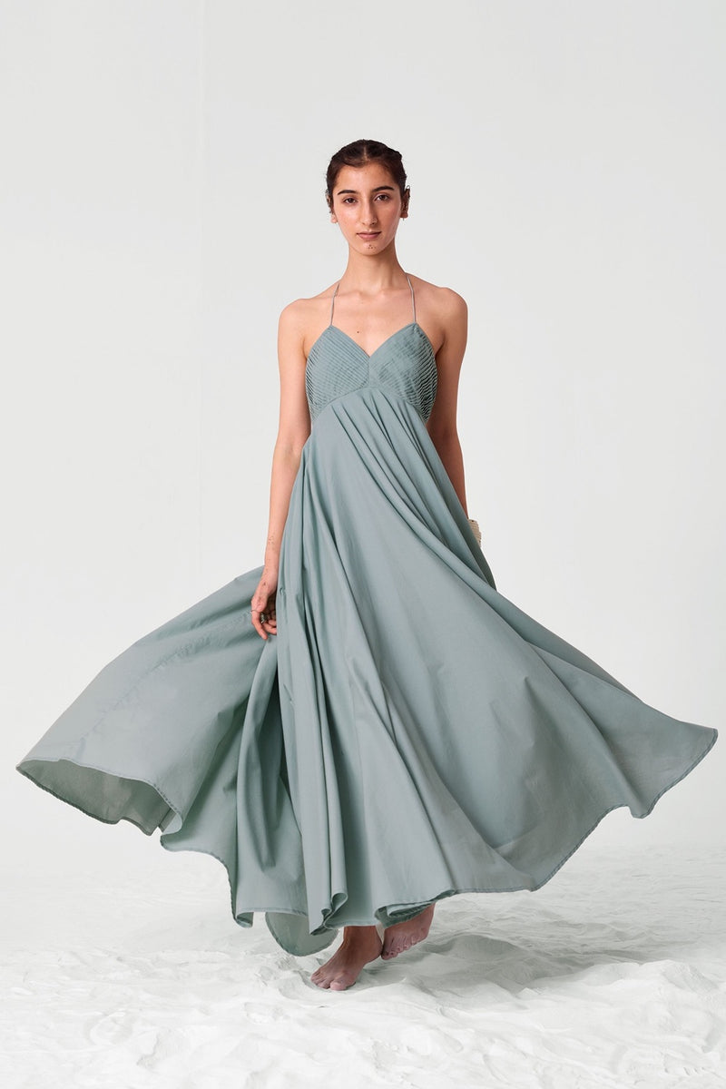 Samir Pleated Halter Neck Dress